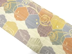 亀甲に露唐草模様織り出し袋帯